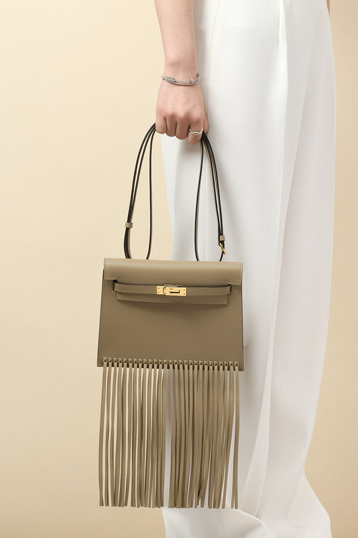 エルメス HERMES ケリーダンスフリンジ ベージュマルファ スイフト ゴールド金具 2518524 ケリーダンス フリンジ Kellydanse fringe - 画像 (3)