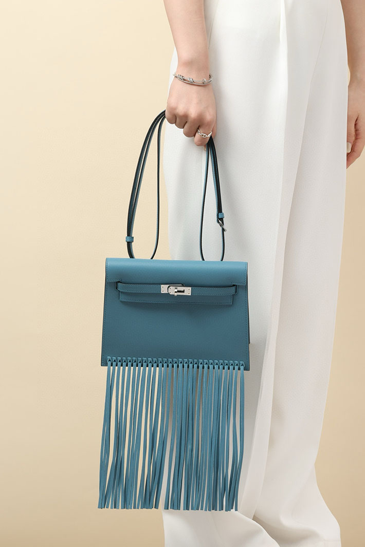 エルメス HERMES ケリーダンスフリンジ ニューブルージーン スイフト シルバー金具 2518529 ケリーダンス フリンジ Kellydanse fringe - 画像 (3)