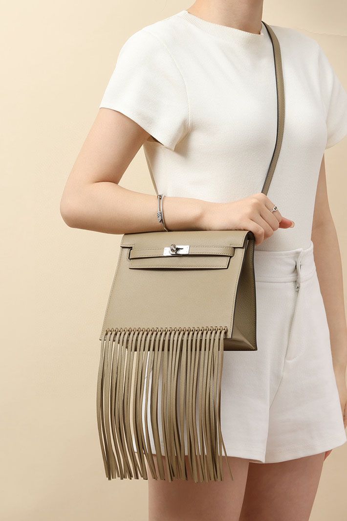 エルメス HERMES ケリーダンスフリンジ ベージュマルファ スイフト シルバー金具 2518530 ケリーダンス フリンジ Kellydanse fringe - 画像 (2)