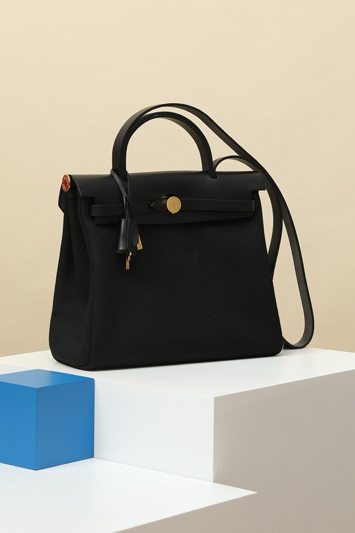 エルメス エールバッグジップ 31 PM 黒 ブラック トワルアッシュ ゴールド金具 2518544 エルメス エールバッグジップ31 - 画像 (9)