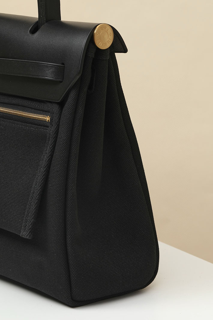 エルメス エールバッグジップ 31 PM 黒 ブラック トワルアッシュ ゴールド金具 2518544 エルメス エールバッグジップ31 - 画像 (6)