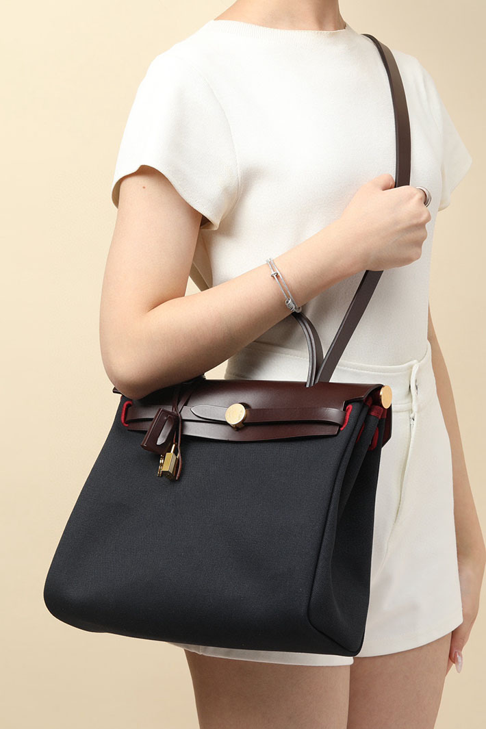 エルメス エールバッグジップ 31 PM ブルーアビス/ルージュセリエ トワルアッシュ ゴールド金具 2518550 エルメス エールバッグジップ31 - 画像 (3)