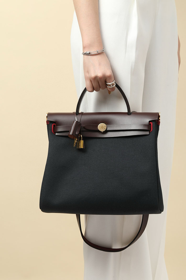 エルメス エールバッグジップ 31 PM ブルーアビス/ルージュセリエ トワルアッシュ ゴールド金具 2518550 エルメス エールバッグジップ31 - 画像 (2)