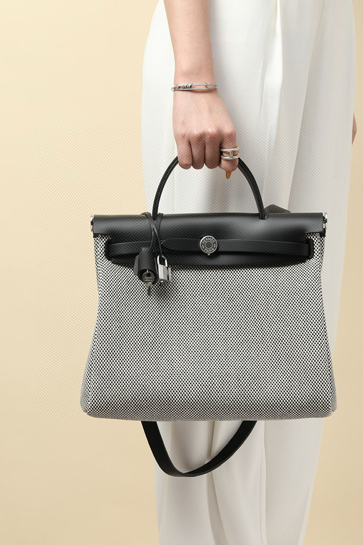 エルメス エールバッグジップ 31 PM 黒 ブラック トワルアッシュ シルバー金具 2518551 エルメス エールバッグ 使いにくい - 画像 (2)