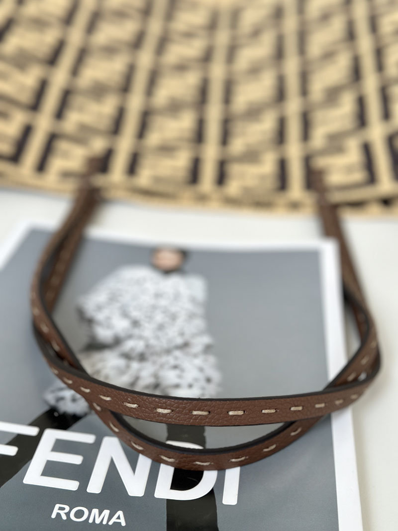 フェンディ 人気バッグ FENDI ロール ラージ ブラウン FFラフィアクロシェ トートバッグ 8BH425AS3BF1PII - 画像 (6)