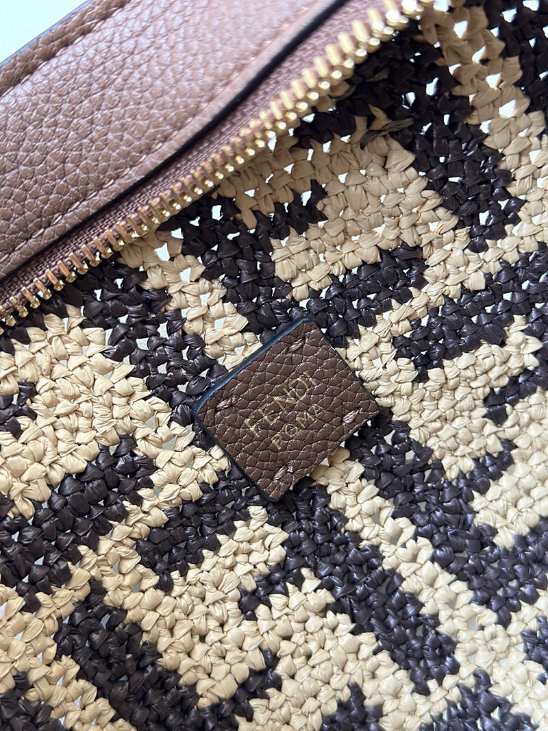フェンディ 人気バッグ FENDI ロール ミニ ブラウンFFラフィア クロシェミニバッグ 8BS096AS3BF1PII - 画像 (3)