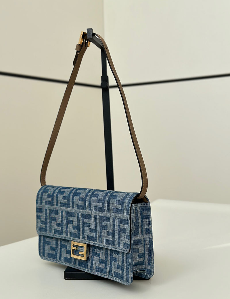 フェンディ 人気バッグ FENDI 財布ショルダー バゲット ブルーデニム調FFジャカード 財布 8M0498AUNJF1SKL - 画像 (9)
