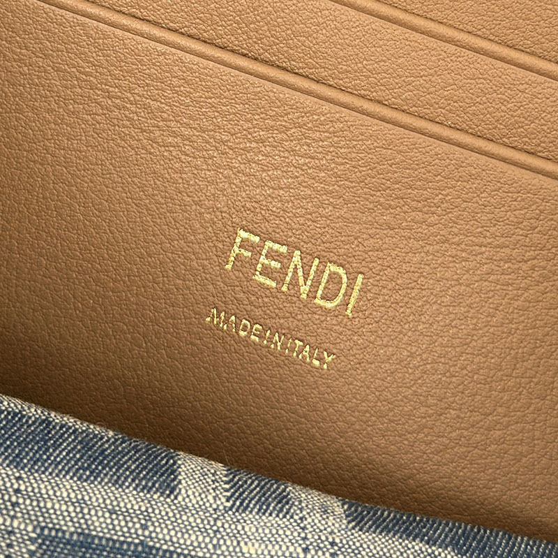 フェンディ 人気バッグ FENDI MAY DROP BAGUETTE FFモチーフ デニム風 ミニバッグ 8BS017AS3FF1PLM - 画像 (4)
