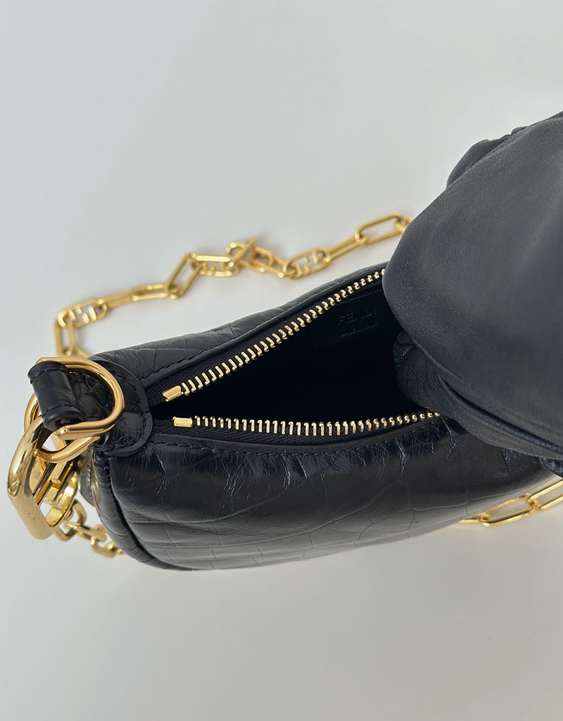 フェンディ 人気バッグ FENDI ナノ フェンディグラフィ ブラックレザー チャーム 7AS089A5DYF1HEJ - 画像 (2)