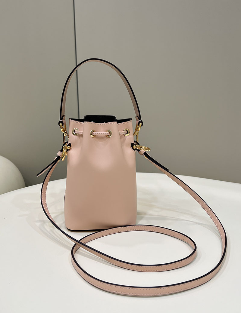 フェンディ 人気バッグ FENDI MINI MON TRESOR ミニ モン トレゾール スモール レザー ロゴ 巾着 鞄 ベージュピンク 8SB010AC9LF14N1 - 画像 (9)