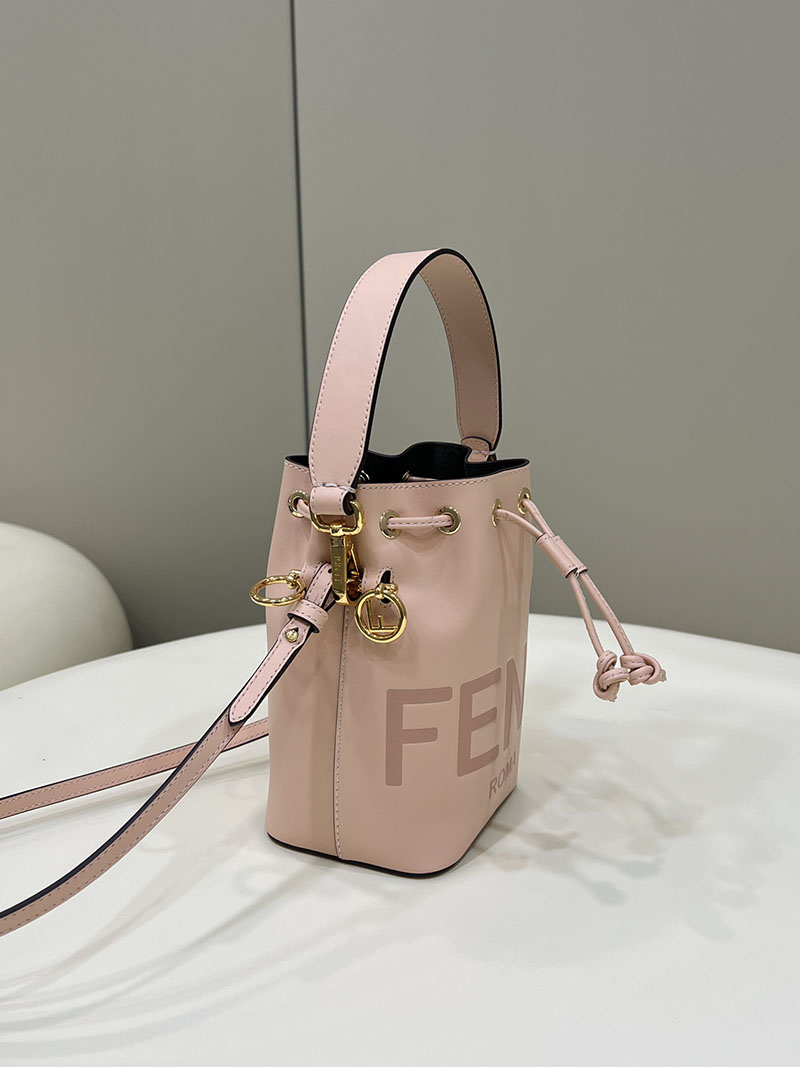 フェンディ 人気バッグ FENDI MINI MON TRESOR ミニ モン トレゾール スモール レザー ロゴ 巾着 鞄 ベージュピンク 8SB010AC9LF14N1 - 画像 (8)