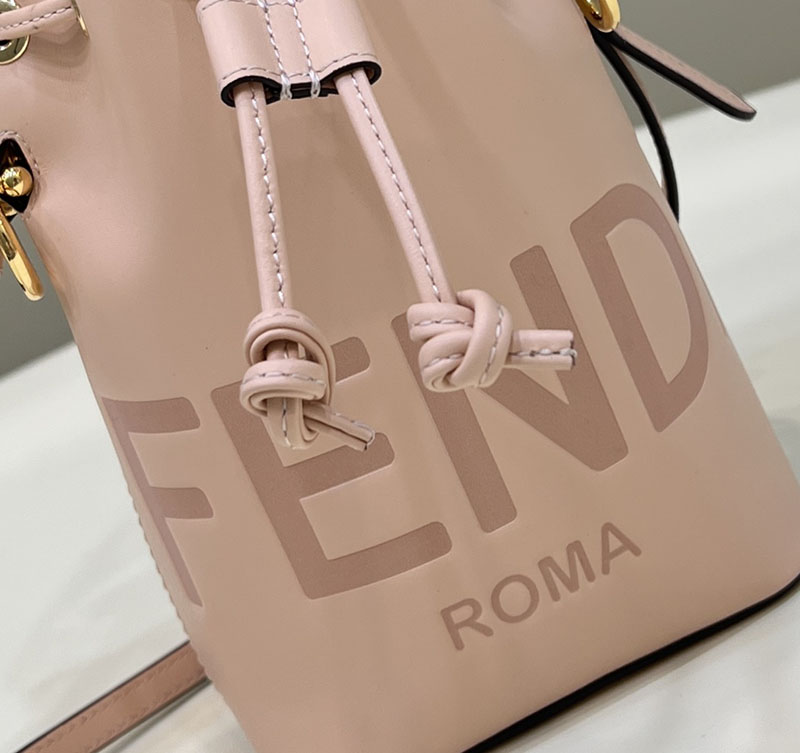 フェンディ 人気バッグ FENDI MINI MON TRESOR ミニ モン トレゾール スモール レザー ロゴ 巾着 鞄 ベージュピンク 8SB010AC9LF14N1 - 画像 (6)