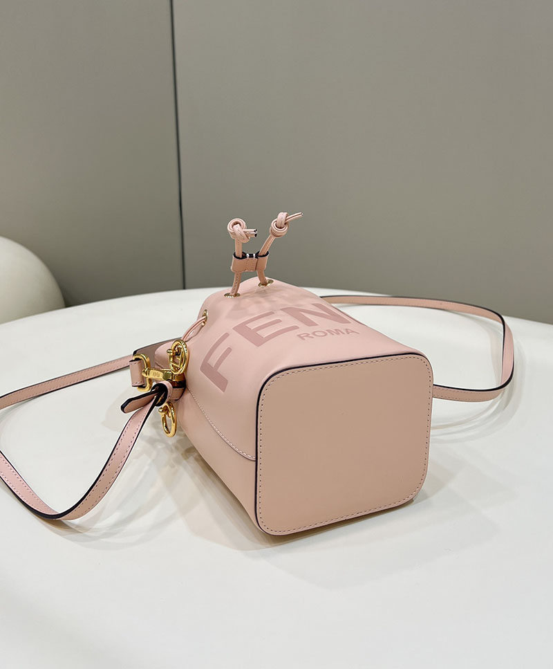 フェンディ 人気バッグ FENDI MINI MON TRESOR ミニ モン トレゾール スモール レザー ロゴ 巾着 鞄 ベージュピンク 8SB010AC9LF14N1 - 画像 (5)