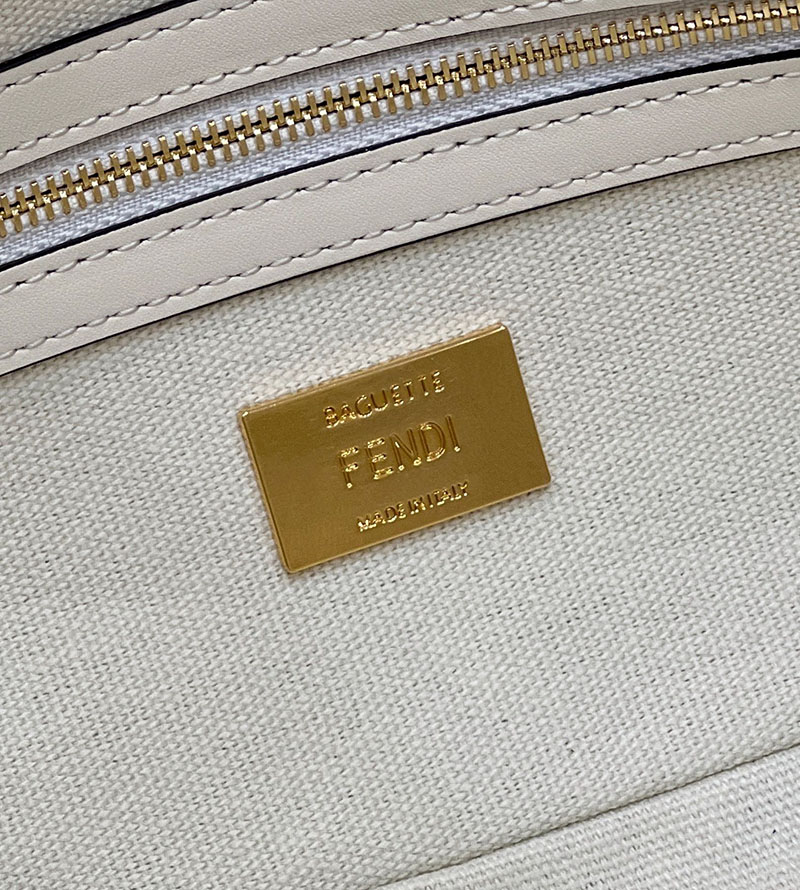 フェンディ 人気バッグ FENDI バゲット ホワイトFFキャンバス バッグ 8BR600AMCDF1CFK - 画像 (4)