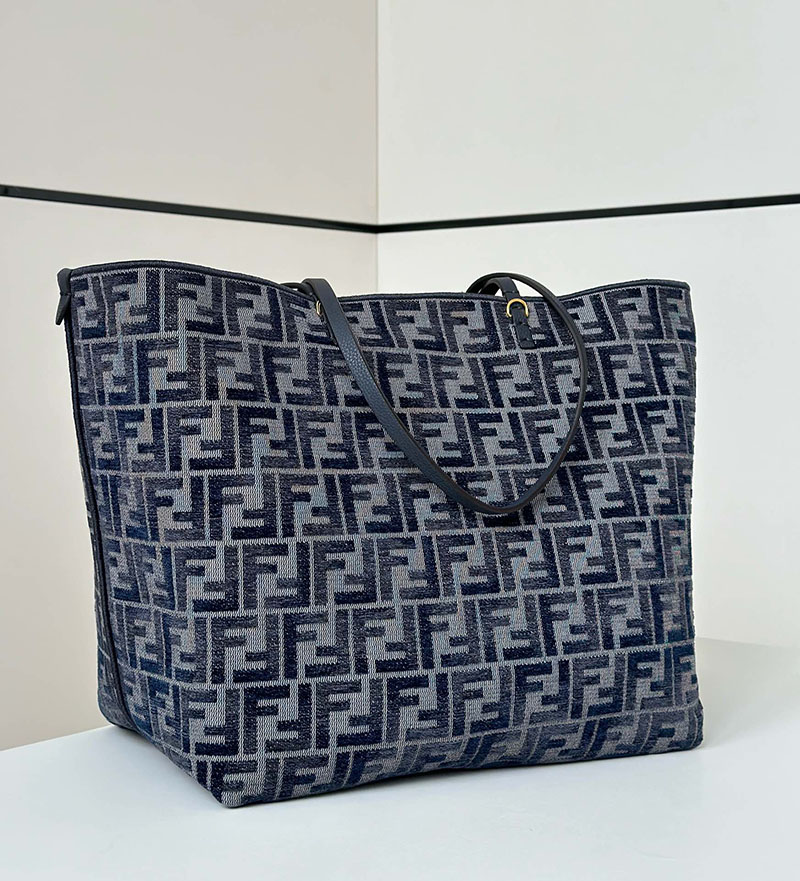 フェンディ 人気バッグ FENDI ロール ラージ FFシェニール トートバッグ バッグ レザー デニム シェニール 8BH425ASU1F1PQK - 画像 (8)