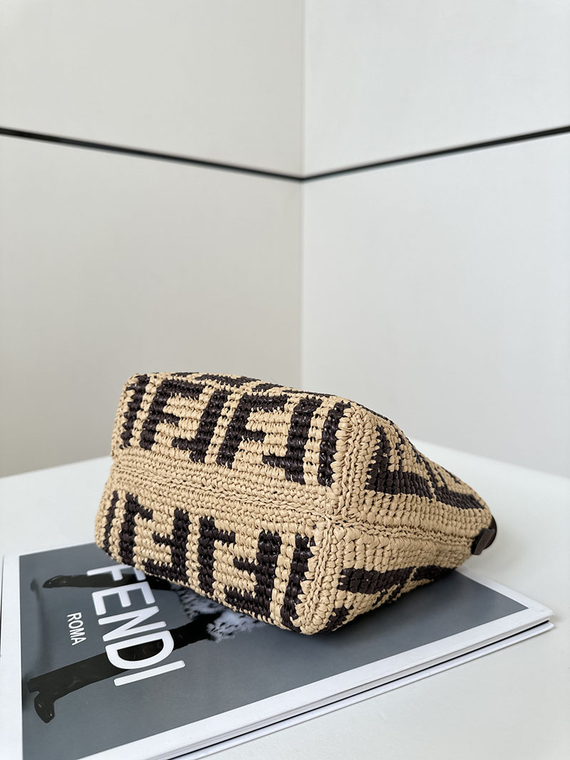 フェンディ 人気バッグ FENDI ロール ミニ ブラウンFFラフィア クロシェミニバッグ 8BS096AS3BF1PII - 画像 (9)