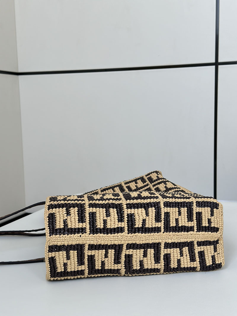 フェンディ 人気バッグ FENDI ロール ラージ ブラウン FFラフィアクロシェ トートバッグ 8BH425AS3BF1PII - 画像 (8)