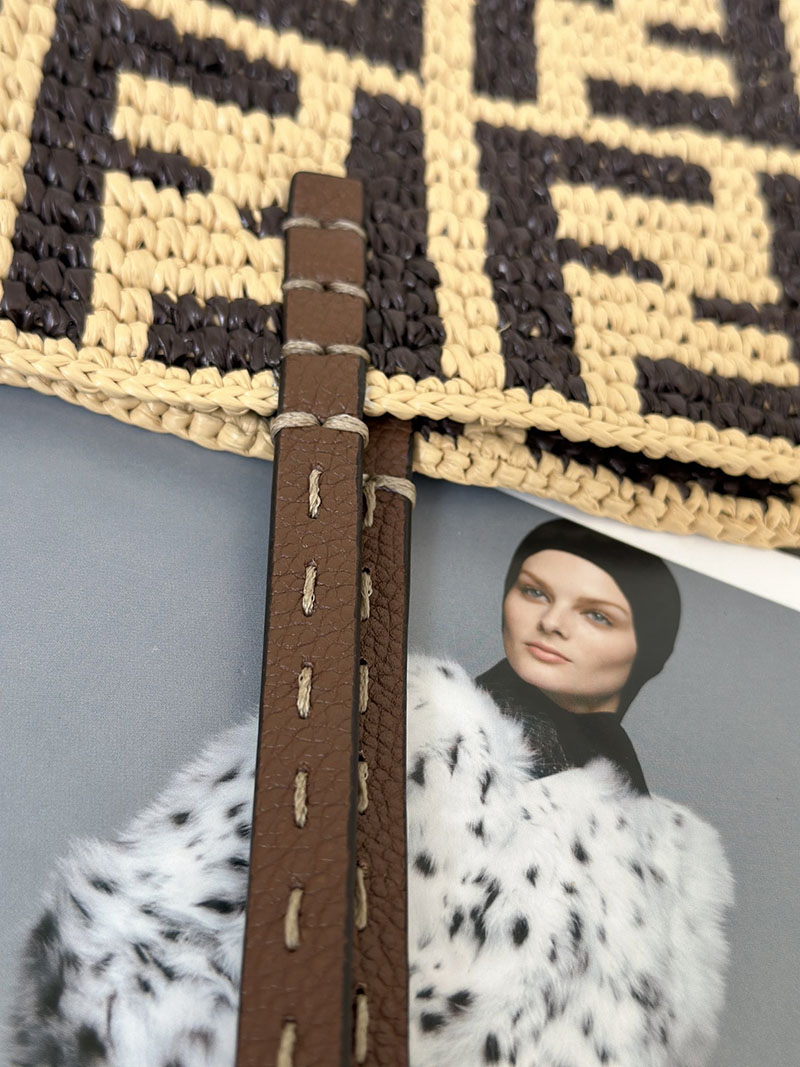 フェンディ 人気バッグ FENDI ロール ラージ ブラウン FFラフィアクロシェ トートバッグ 8BH425AS3BF1PII - 画像 (7)