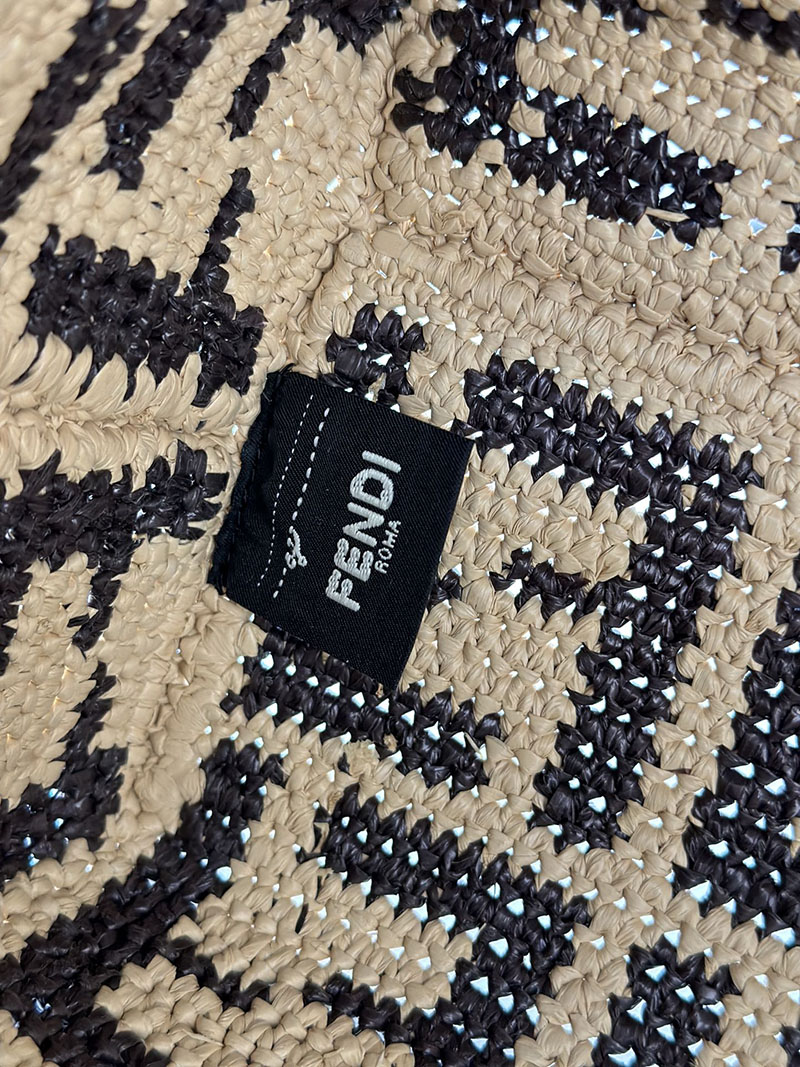 フェンディ 人気バッグ FENDI ロール ラージ ブラウン FFラフィアクロシェ トートバッグ 8BH425AS3BF1PII - 画像 (4)