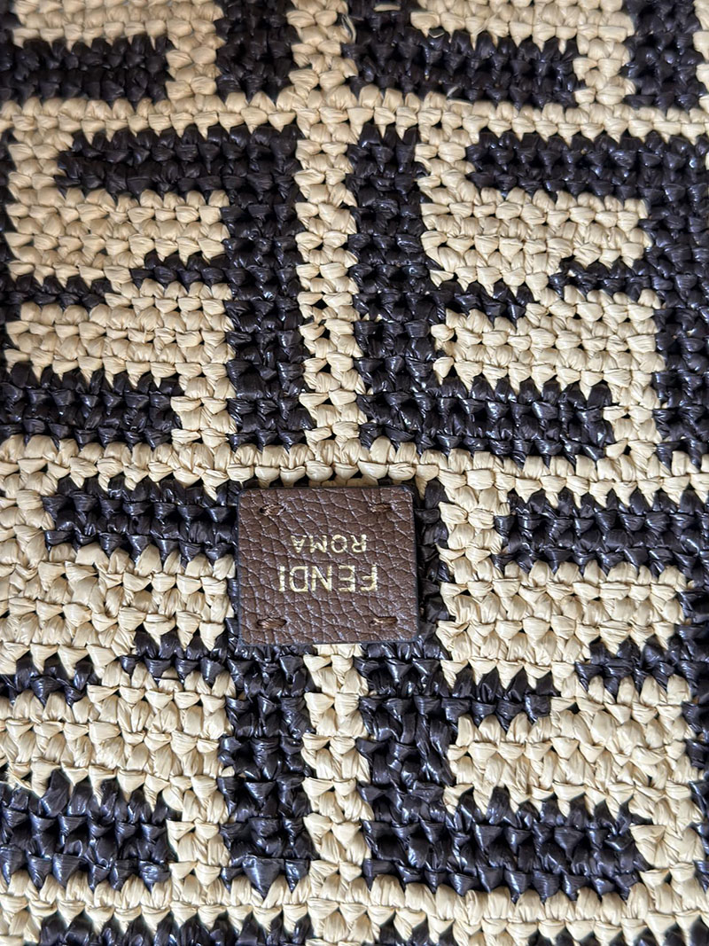 フェンディ 人気バッグ FENDI ロール ラージ ブラウン FFラフィアクロシェ トートバッグ 8BH425AS3BF1PII - 画像 (3)