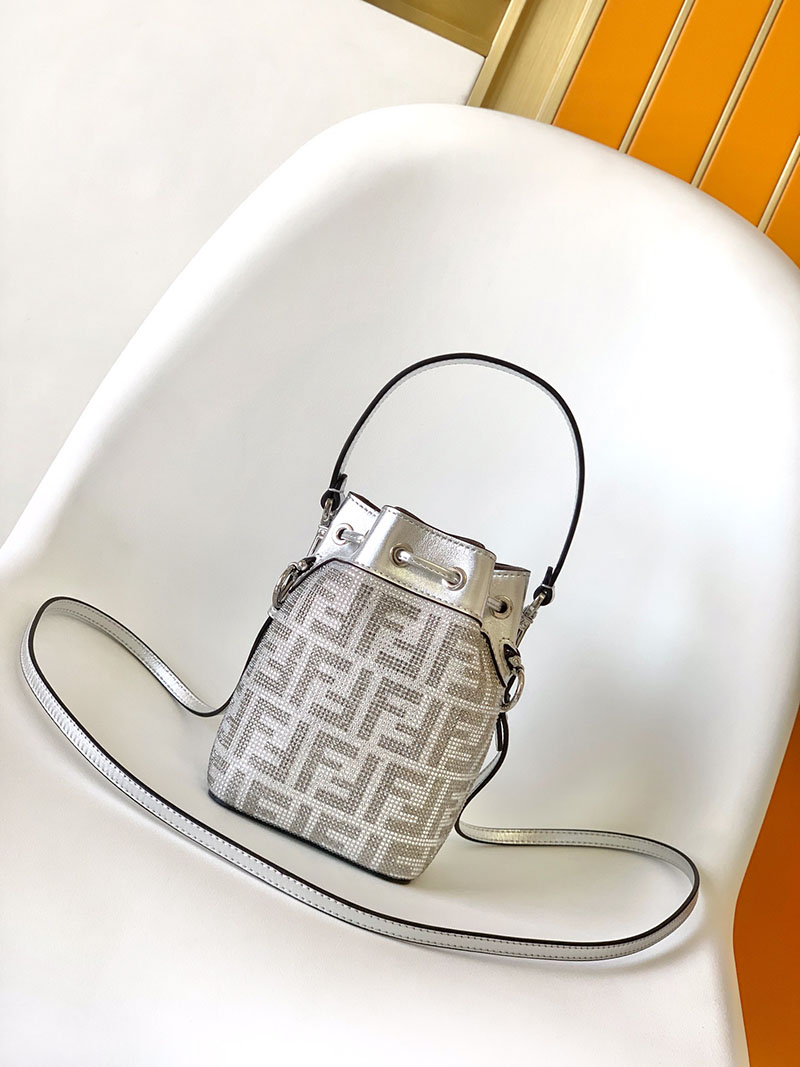 フェンディ 人気バッグ FENDI Mon Tresor mini モン トレゾール ファブリック シルバー 8BS010APKVF1MZS - 画像 (9)
