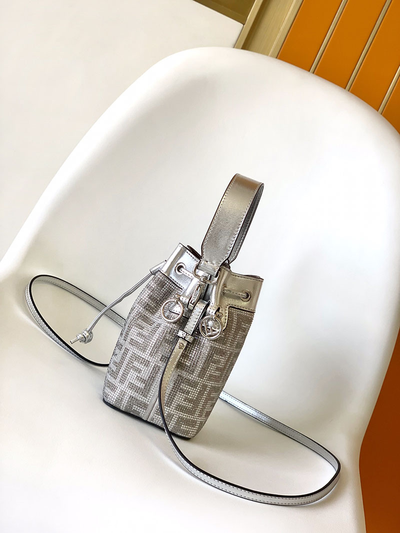 フェンディ 人気バッグ FENDI Mon Tresor mini モン トレゾール ファブリック シルバー 8BS010APKVF1MZS - 画像 (8)