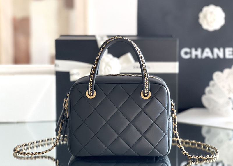 シャネル 新作バッグ H品 CHANEL ミニ ボーリングバッグ チェーン ショルダーバッグ ラムスキン AS5300 B18800 94305 - 画像 (9)
