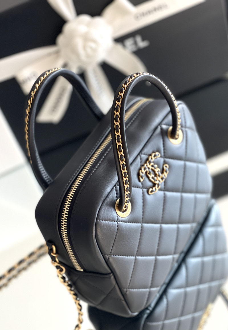シャネル 新作バッグ H品 CHANEL ミニ ボーリングバッグ チェーン ショルダーバッグ ラムスキン AS5300 B18800 94305 - 画像 (7)