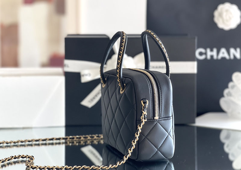 シャネル 新作バッグ H品 CHANEL ミニ ボーリングバッグ チェーン ショルダーバッグ ラムスキン AS5300 B18800 94305 - 画像 (6)