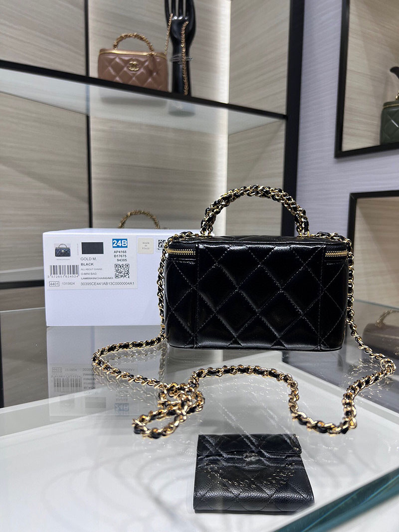 シャネル 新作バッグ 超N品 CHANEL 24B CC ハンドル バニティケース ラムスキン ブラック AP4168 B17675 94305 - 画像 (9)