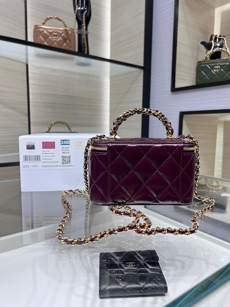 シャネル 新作バッグ 超N品 CHANEL 24B CC ハンドル バニティケース ラムスキン ワインレッド AP4168 B17675 NZG79 - 画像 (9)