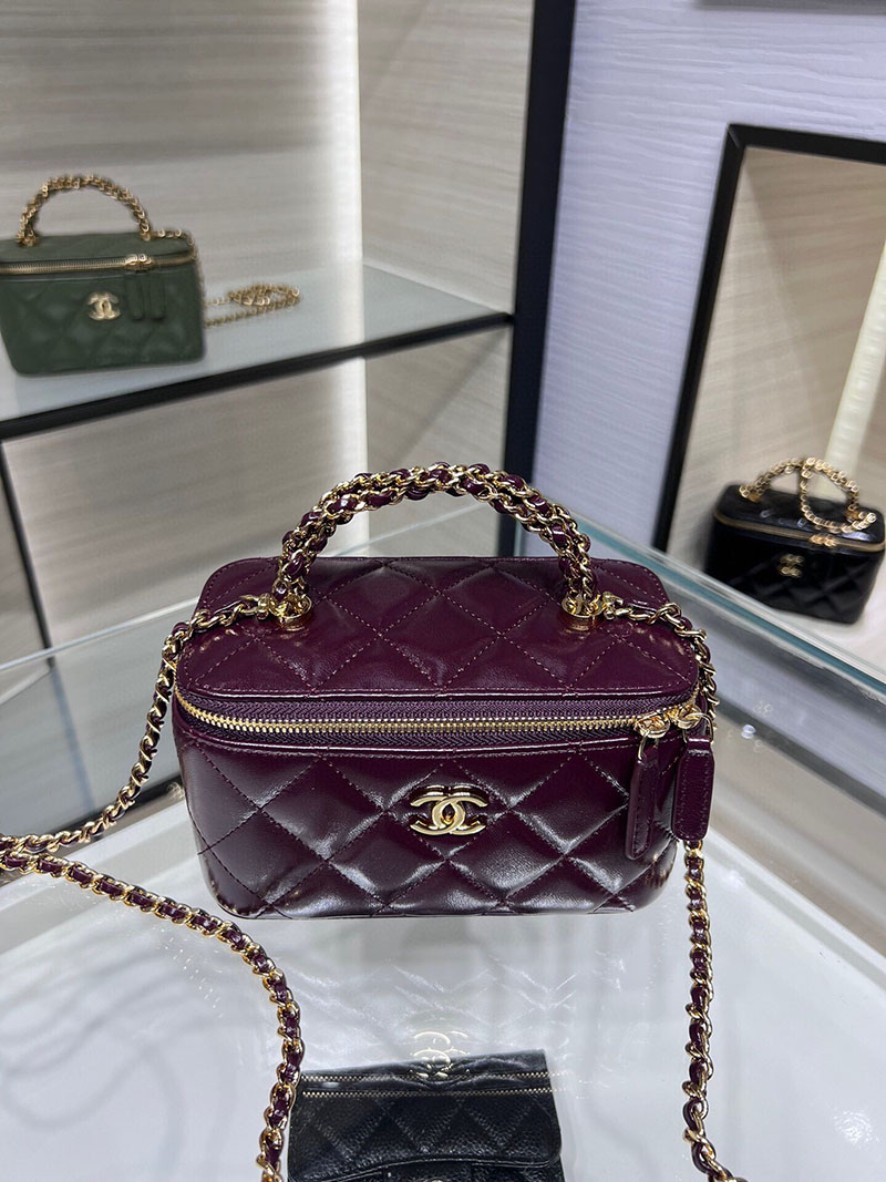 シャネル 新作バッグ 超N品 CHANEL 24B CC ハンドル バニティケース ラムスキン ワインレッド AP4168 B17675 NZG79 - 画像 (8)