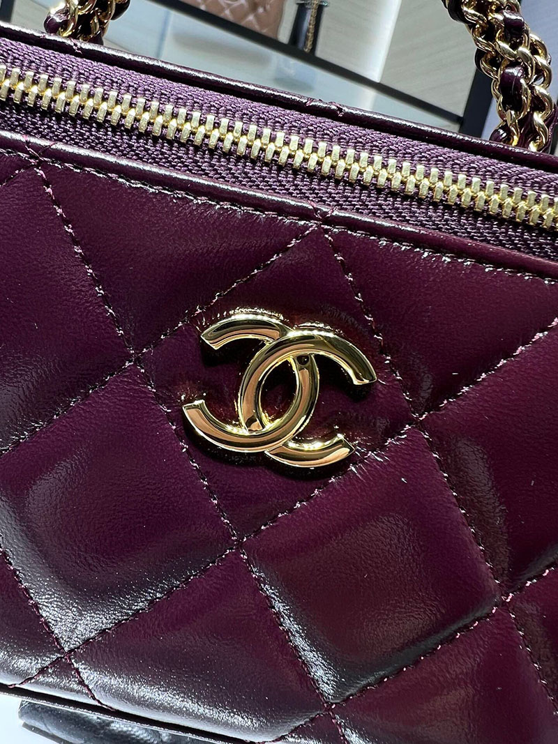 シャネル 新作バッグ 超N品 CHANEL 24B CC ハンドル バニティケース ラムスキン ワインレッド AP4168 B17675 NZG79 - 画像 (6)