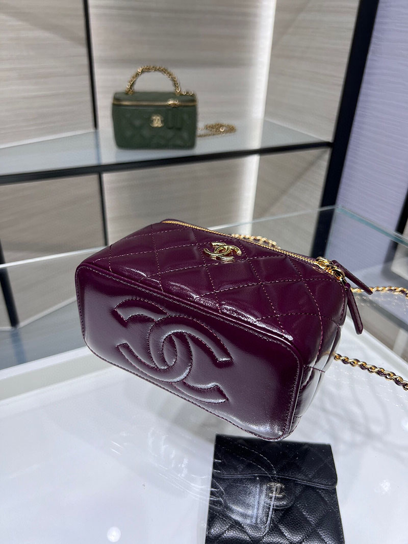 シャネル 新作バッグ 超N品 CHANEL 24B CC ハンドル バニティケース ラムスキン ワインレッド AP4168 B17675 NZG79 - 画像 (5)
