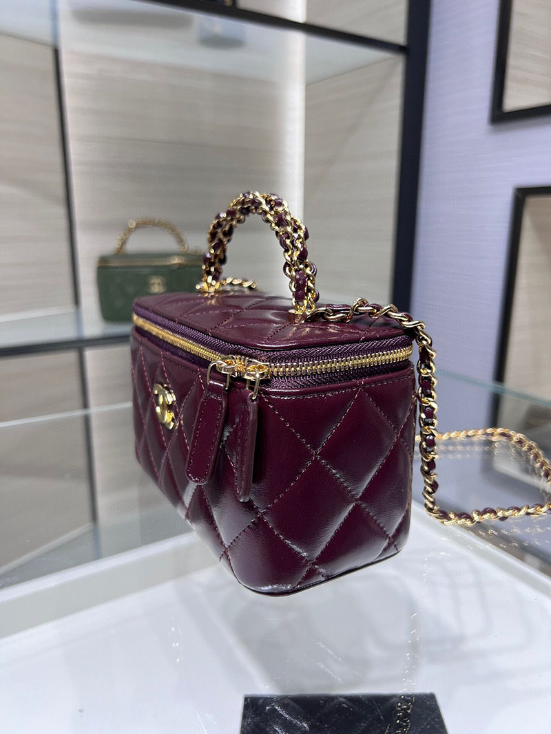 シャネル 新作バッグ 超N品 CHANEL 24B CC ハンドル バニティケース ラムスキン ワインレッド AP4168 B17675 NZG79 - 画像 (4)