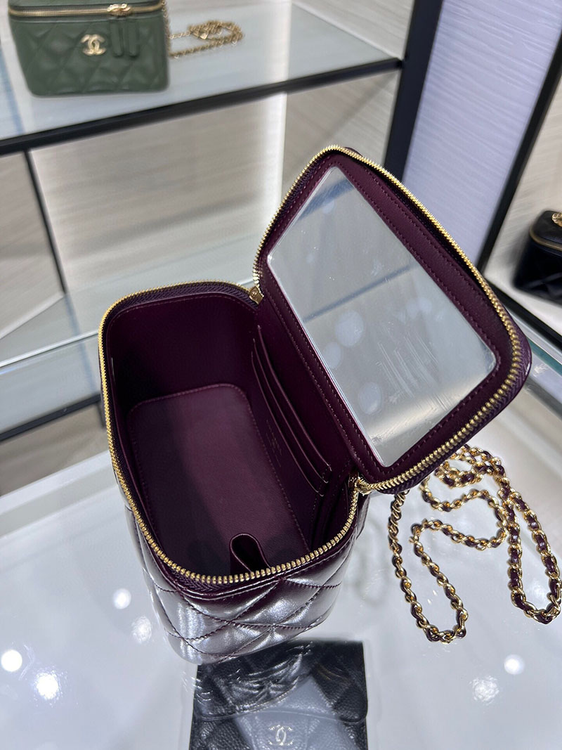 シャネル 新作バッグ 超N品 CHANEL 24B CC ハンドル バニティケース ラムスキン ワインレッド AP4168 B17675 NZG79 - 画像 (3)
