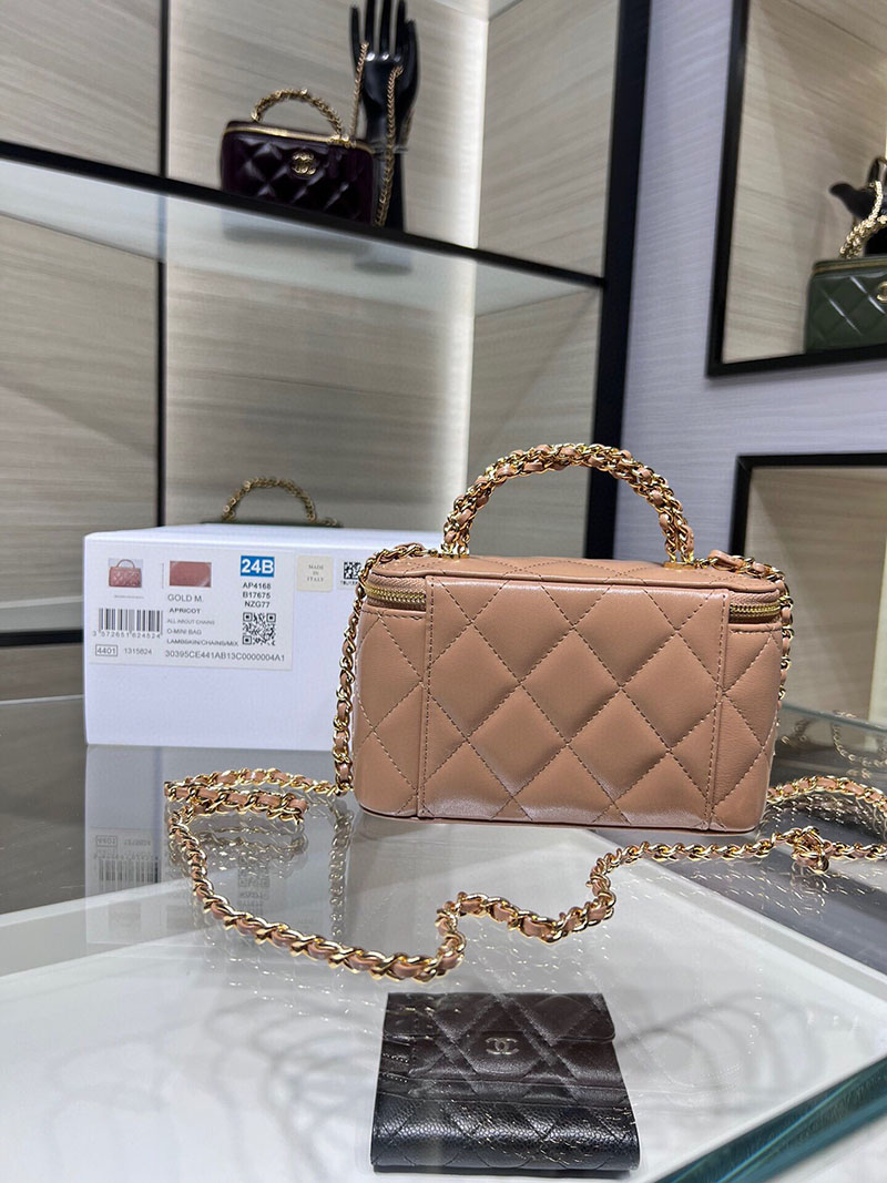 シャネル 新作バッグ 超N品 CHANEL 24B CC ハンドル バニティケース ラムスキン モカベージュ AP4168 B17675 NZG77 - 画像 (9)