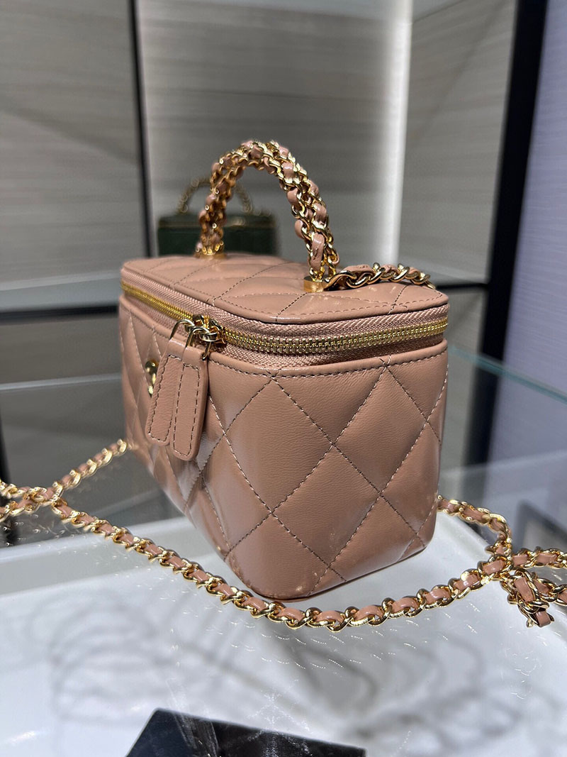 シャネル 新作バッグ 超N品 CHANEL 24B CC ハンドル バニティケース ラムスキン モカベージュ AP4168 B17675 NZG77 - 画像 (5)