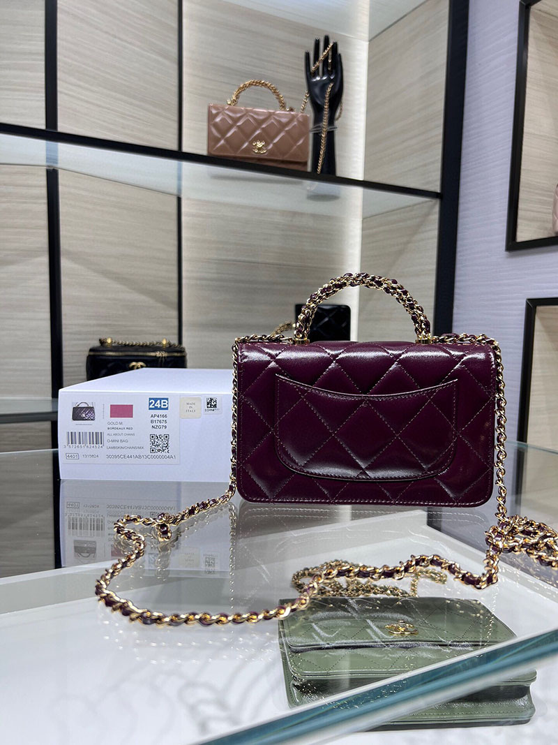 シャネル 新作バッグ 超N品 CHANEL チェーンウォレット シャイニー ラムスキン ワインレッド AP4166 B17675 NZG79 - 画像 (9)