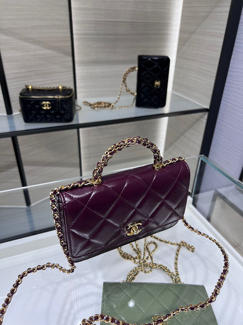 シャネル 新作バッグ 超N品 CHANEL チェーンウォレット シャイニー ラムスキン ワインレッド AP4166 B17675 NZG79 - 画像 (8)