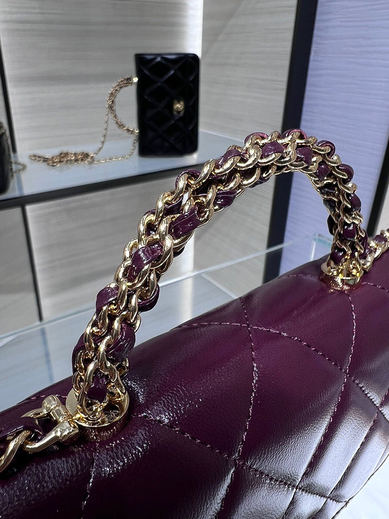 シャネル 新作バッグ 超N品 CHANEL チェーンウォレット シャイニー ラムスキン ワインレッド AP4166 B17675 NZG79 - 画像 (7)