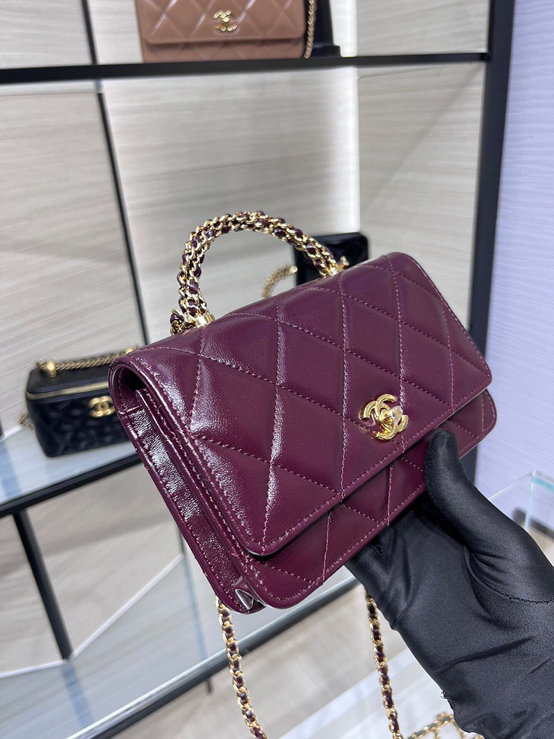 シャネル 新作バッグ 超N品 CHANEL チェーンウォレット シャイニー ラムスキン ワインレッド AP4166 B17675 NZG79 - 画像 (6)
