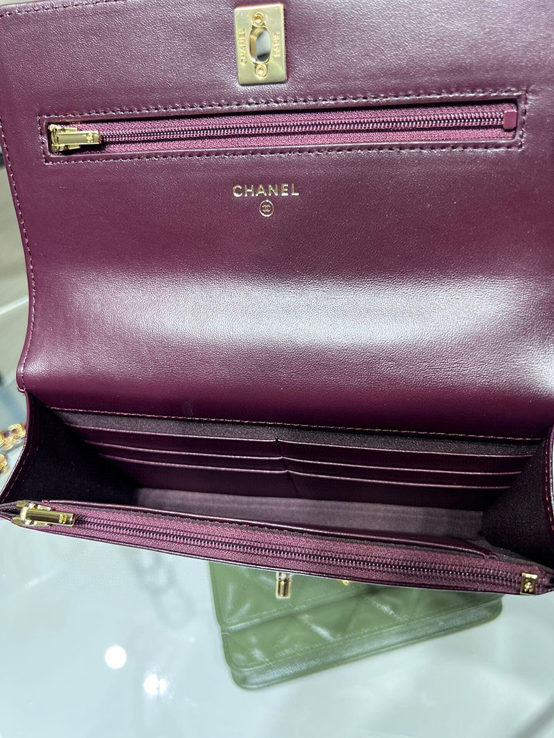 シャネル 新作バッグ 超N品 CHANEL チェーンウォレット シャイニー ラムスキン ワインレッド AP4166 B17675 NZG79 - 画像 (3)
