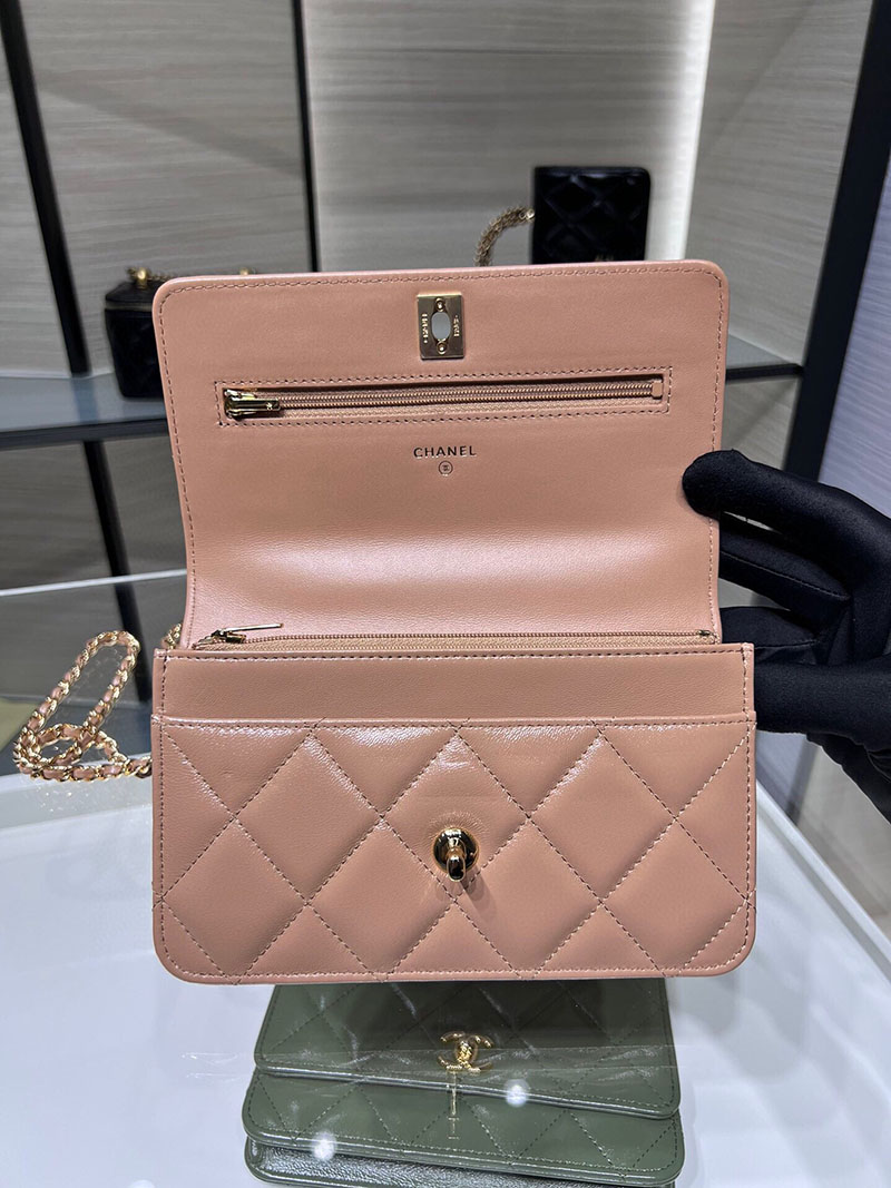 シャネル 新作バッグ 超N品 CHANEL チェーンウォレット シャイニー ラムスキン モカベージュ AP4166 B17675 NZG77 - 画像 (4)