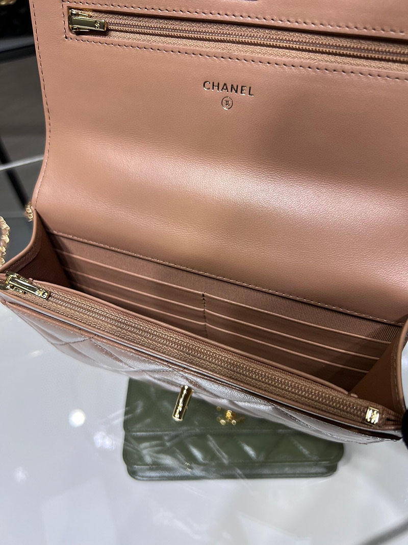 シャネル 新作バッグ 超N品 CHANEL チェーンウォレット シャイニー ラムスキン モカベージュ AP4166 B17675 NZG77 - 画像 (3)