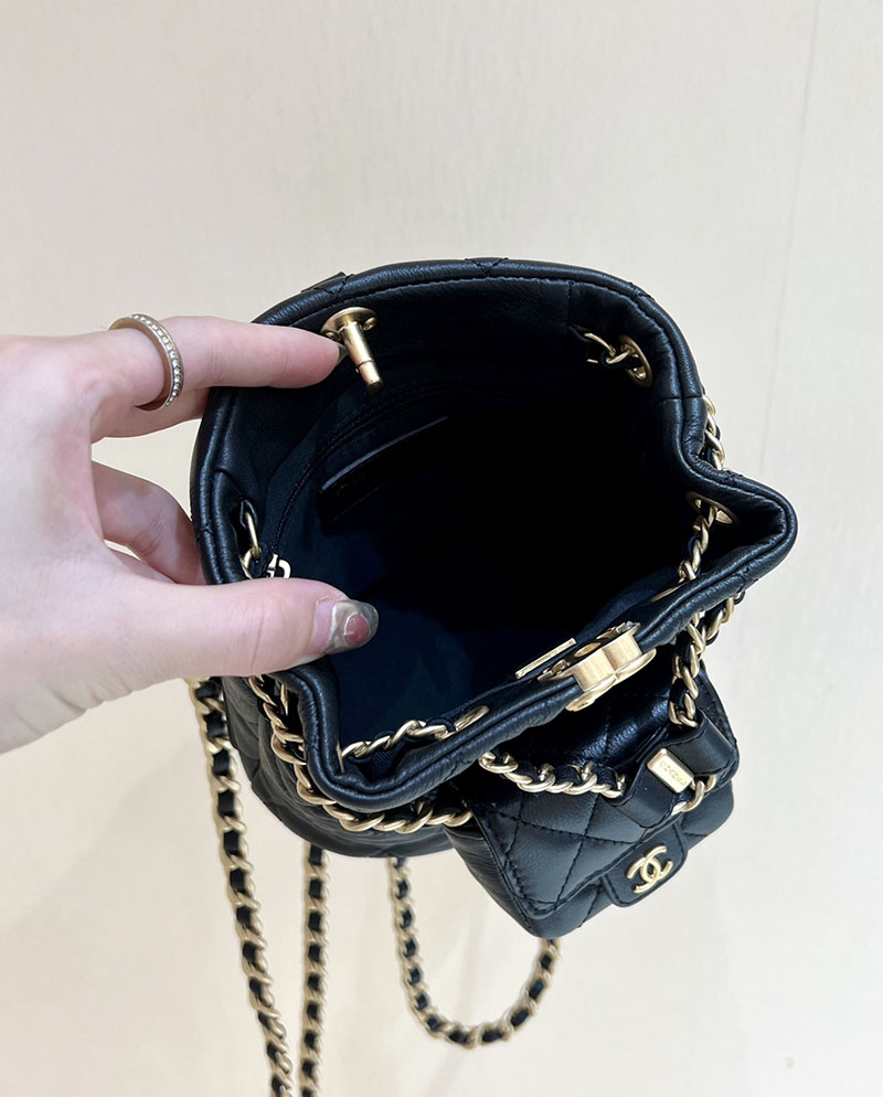 シャネル 新作バッグ H品 CHANEL リュック サック バックパック スモール ミニ ラムスキン ブラック AS3947 B11035 94305 - 画像 (6)