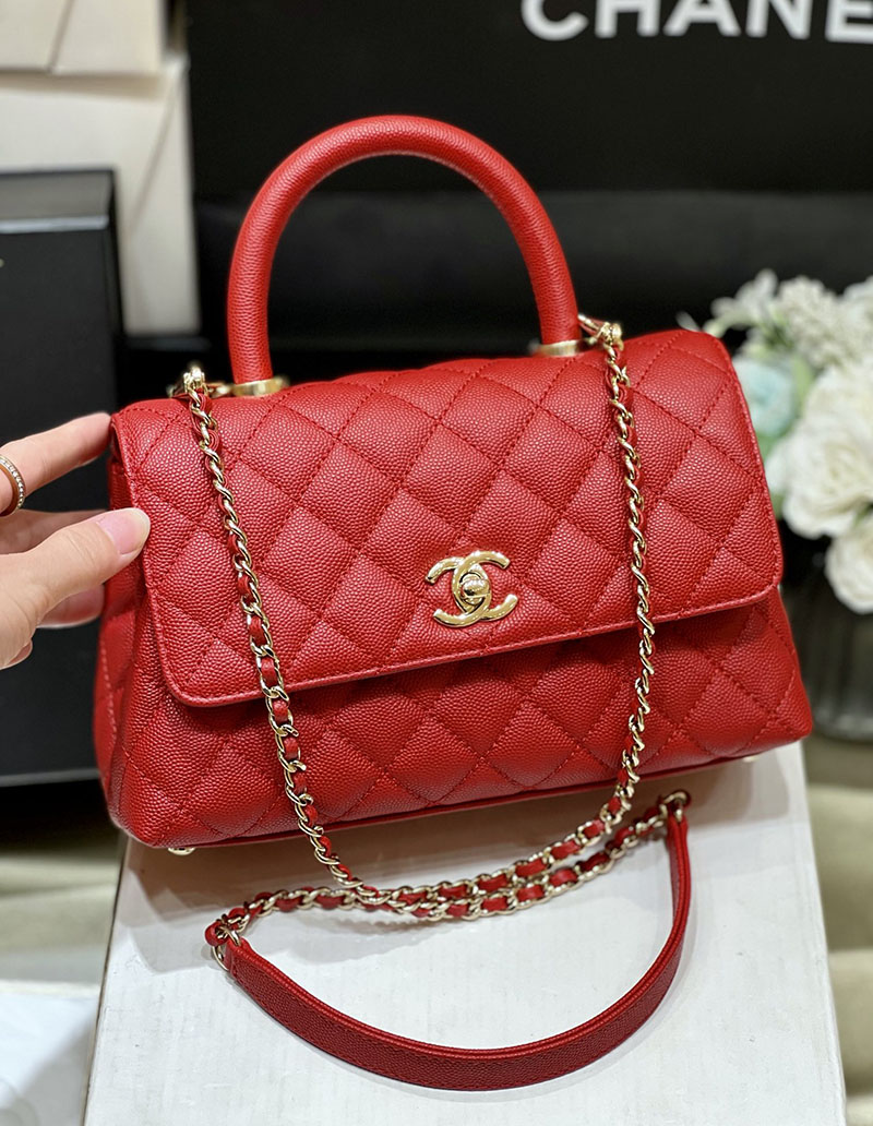 シャネル 新作バッグ H品 CHANEL トップハンドル フラップ バッグ 2WAY チェーンショルダー レッド A92990 B05061 NAAUM - 画像 (9)