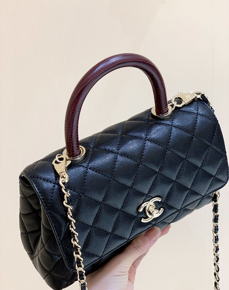 シャネル 新作バッグ H品 CHANEL トップハンドル フラップ バッグ 2WAY チェーンショルダー ブラック A92990 B05061 94305 - 画像 (5)