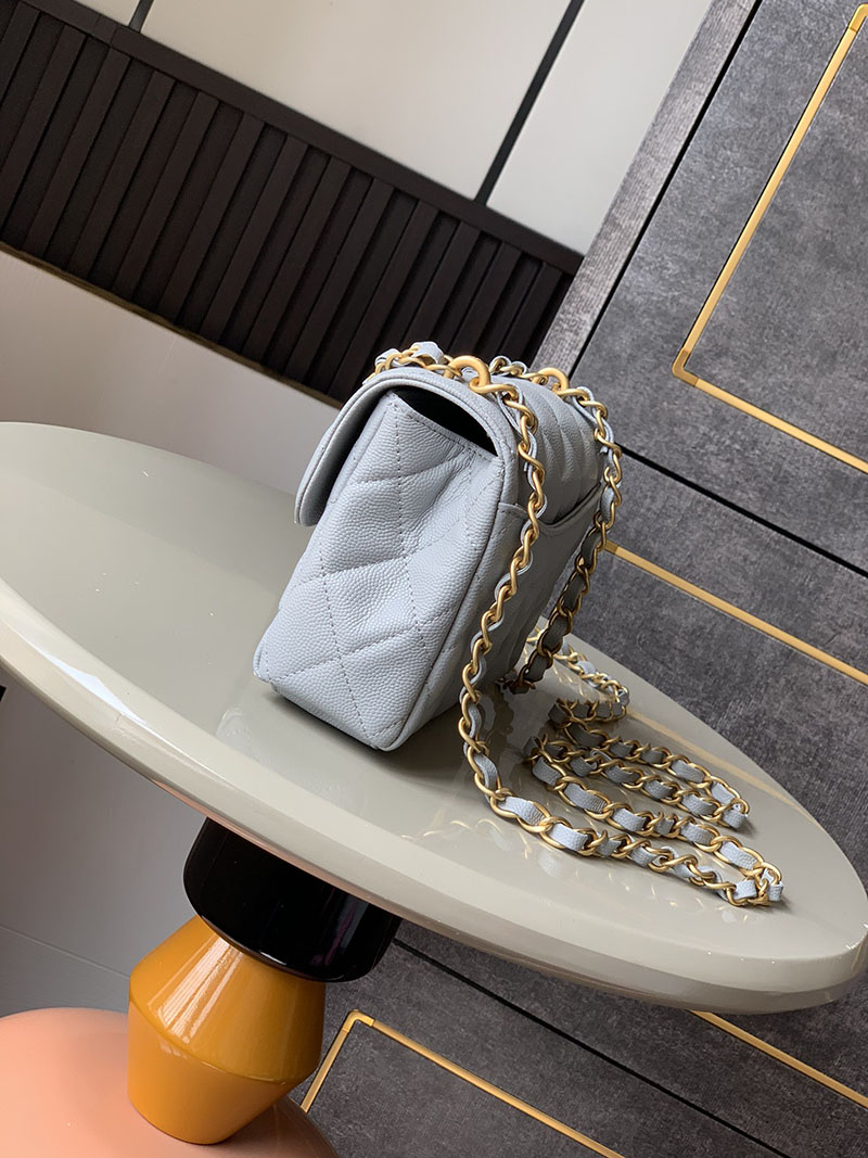 シャネル 新作バッグ H品 CHANEL 25P ミニ フラップ バッグ マトラッセ チェーンショルダーバッグ ライトブルー AS5239 B19405 N0195 - 画像 (9)