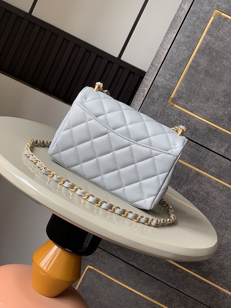 シャネル 新作バッグ H品 CHANEL 25P ミニ フラップ バッグ マトラッセ チェーンショルダーバッグ ライトブルー AS5239 B19405 N0195 - 画像 (8)